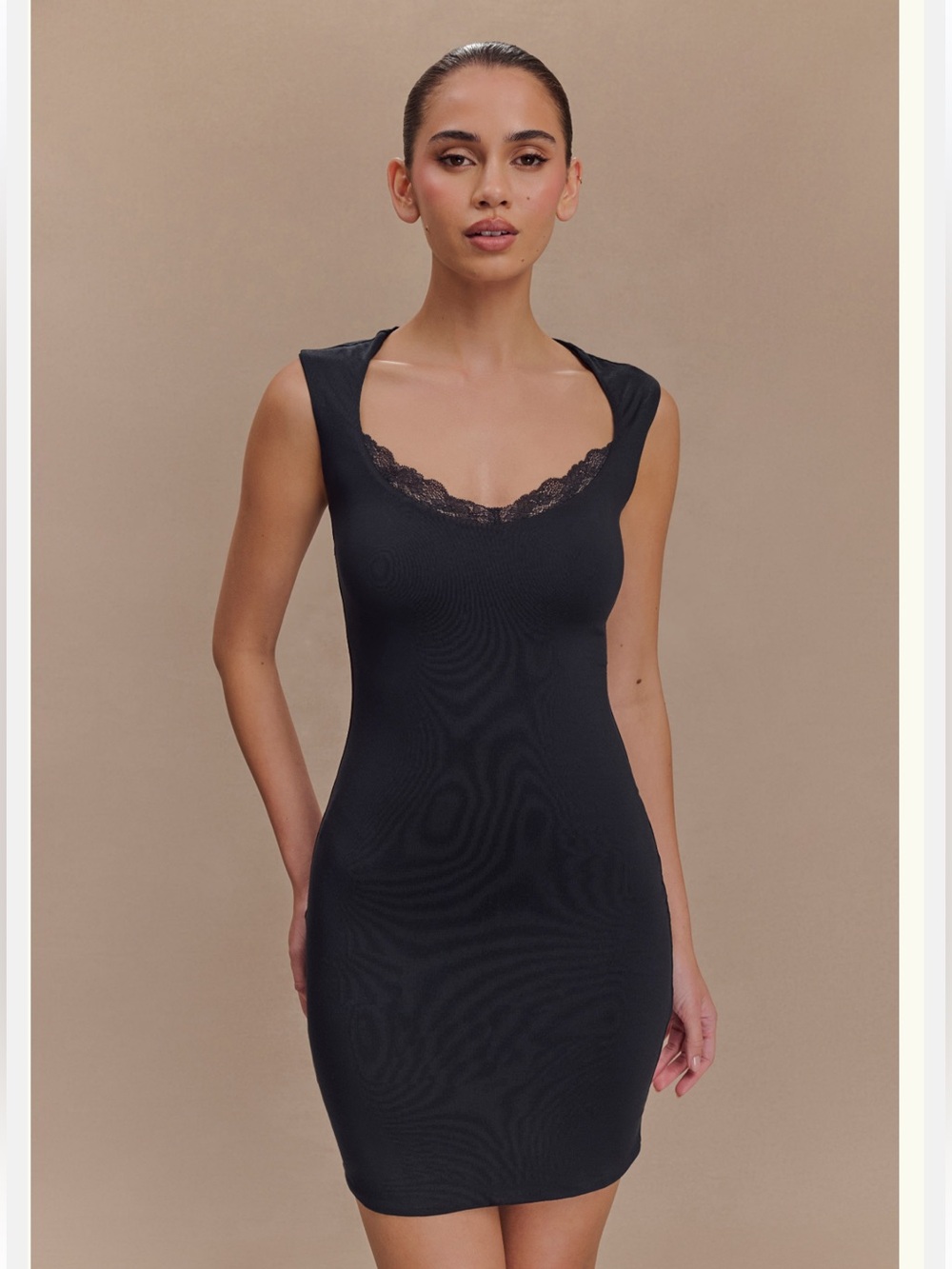 NEW Meshki Lace-Trim Modal Mini Dress